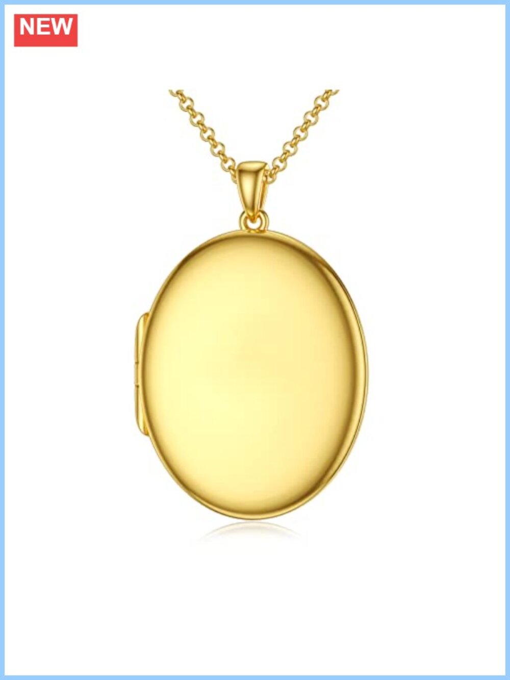 18k Yellow Gold Plated Silver Oval Locket Necklace 18+2" Chain Gift